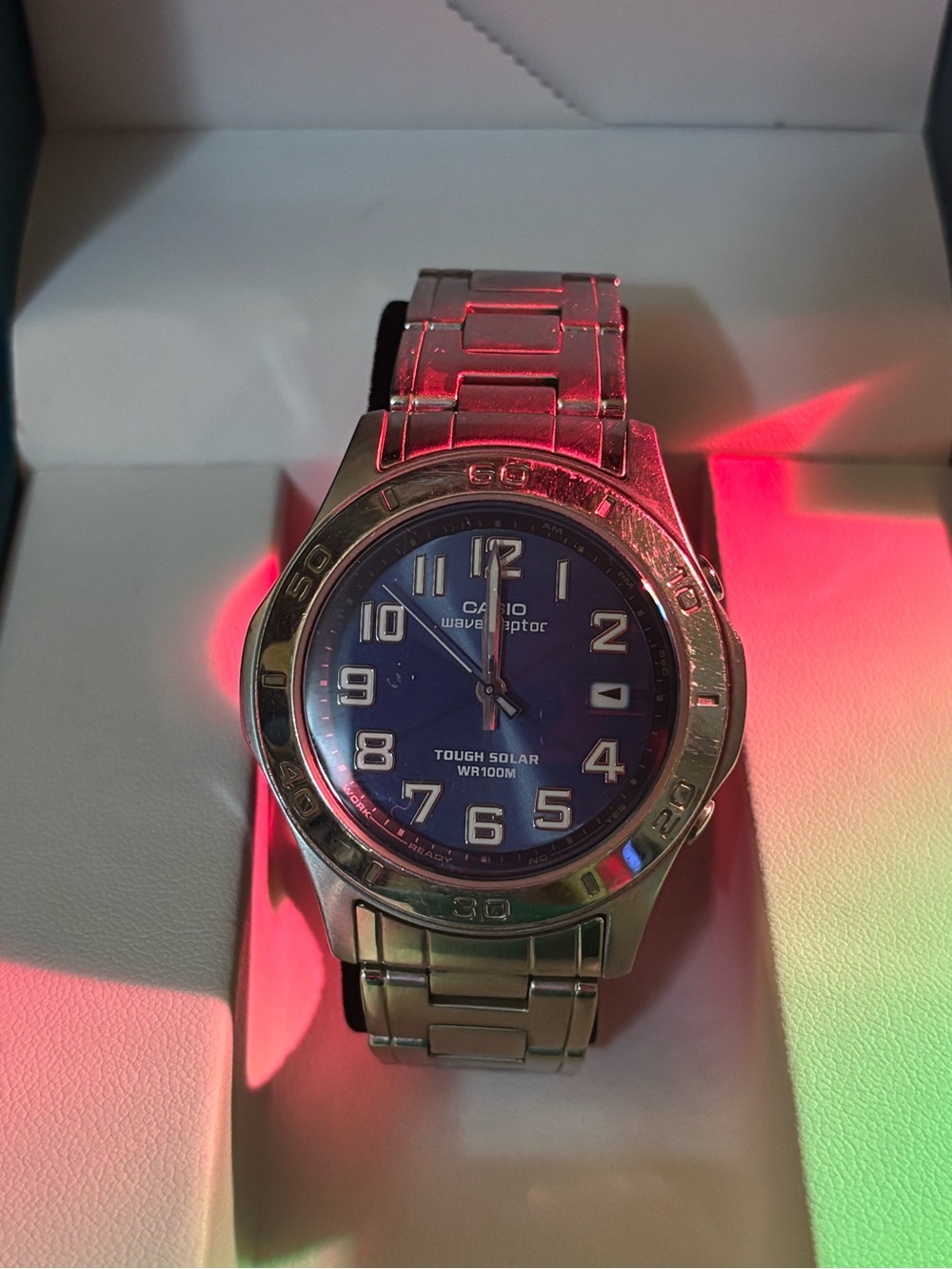 Casio Men’s Tough Solar waveceptor Stainless Steel Watch in Blue